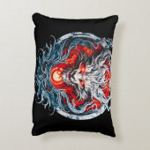 Fire Red Flame Mythical Dragon Head アクセントクッション (裏面(縦))