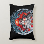 Fire Red Flame Mythical Dragon Head アクセントクッション (正面(垂直))