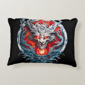 Fire Red Flame Mythical Dragon Head アクセントクッション (裏面)