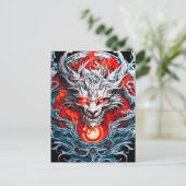Fire Red Flame Mythical Dragon Head シーズンポストカード (スタンド正面)