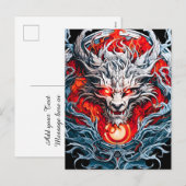 Fire Red Flame Mythical Dragon Head シーズンポストカード (正面/裏面)
