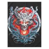Fire Red Flame Mythical Dragon Head テーブルクロス (正面)