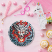Fire Red Flame Mythical Dragon Head ペーパープレート (パーティー)