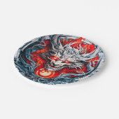 Fire Red Flame Mythical Dragon Head ペーパープレート (アングル)