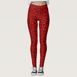 Fire Red Leopard Print レギンス