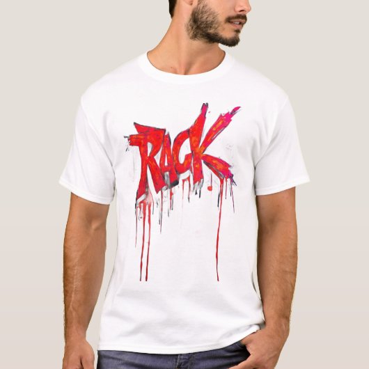 Fire Red RACK Graffiti Drip Urban Streetwear T-Shi Tシャツ (正面)