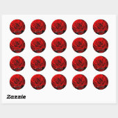 Fire Red Rose Round Stickers (シート20) ラウンドシール (シート)