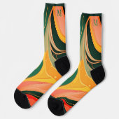 Fire red yellow organic lines modern  ソックス (左)
