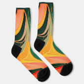 Fire red yellow organic lines modern  ソックス (右)