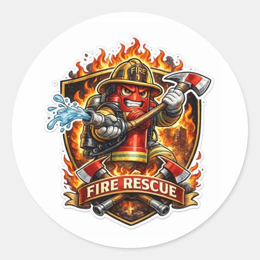 Fire Rescue Hero ラウンドシール (正面)