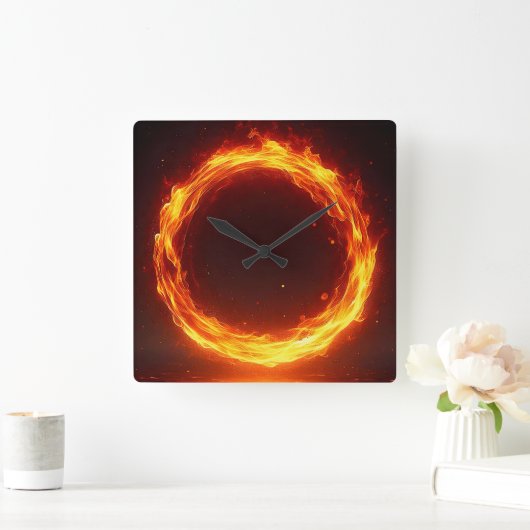 fire ring スクエア壁時計 (ホーム)