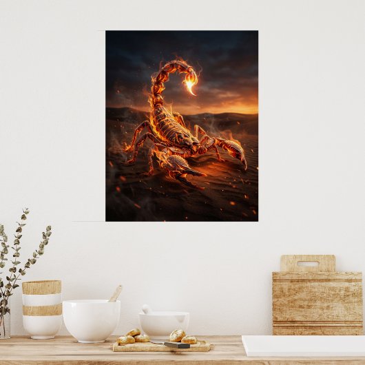 Fire Scorpion Burning Sands ポスター (キッチン)