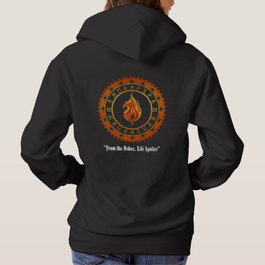 Fire Sigil Pullover Hoodie – Minimal Arcane パーカ (裏面)