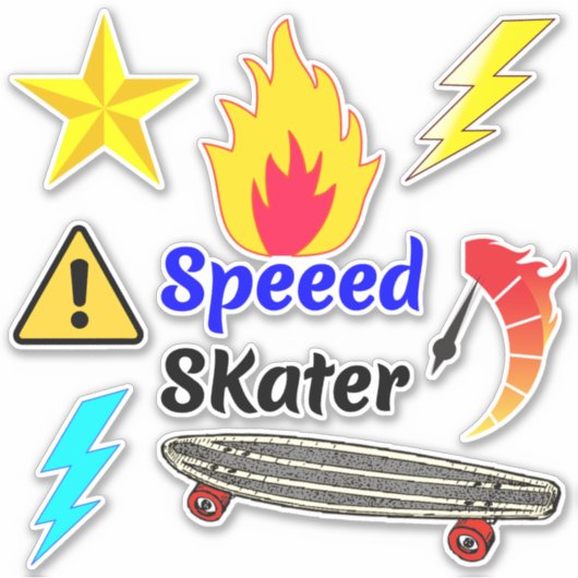 Fire Speed Skateboardステッカー(スケートデザイン) シール (正面)
