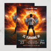 Fire Stadium Theme Boys 8th Birthday Party 招待状 (正面/裏面)