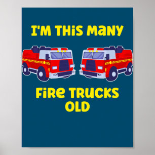 Fire Truck 2nd Birthday for 2 year old boys ポスター