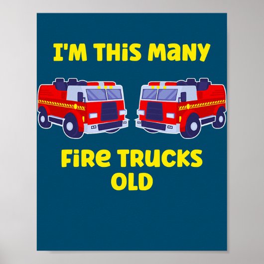 Fire Truck 2nd Birthday for 2 year old boys ポスター (正面)