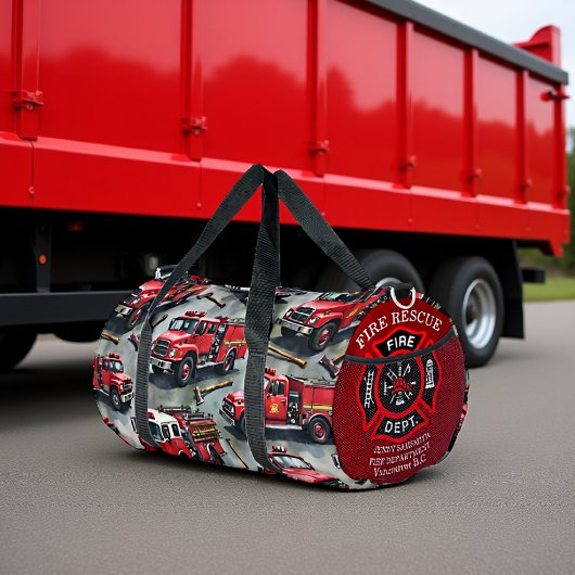 Fire Truck Axe Pattern ダッフルバッグ