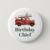 Fire Truck Birthday Firetruck Party 缶バッジ (正面)