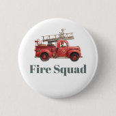 Fire Truck Birthday Firetruck Party 缶バッジ (正面)