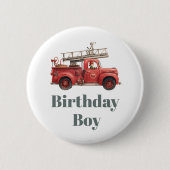 Fire Truck Birthday Firetruck Party 缶バッジ (正面)