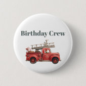 Fire Truck Birthday Firetruck Party 缶バッジ (正面)
