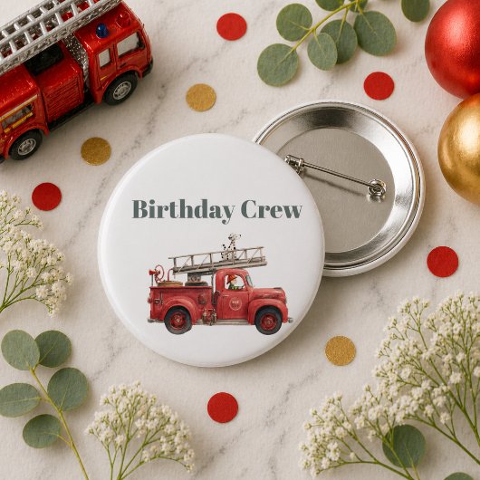 Fire Truck Birthday Firetruck Party 缶バッジ
