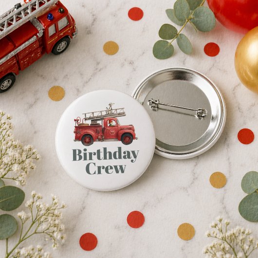 Fire Truck Birthday Firetruck Party 缶バッジ