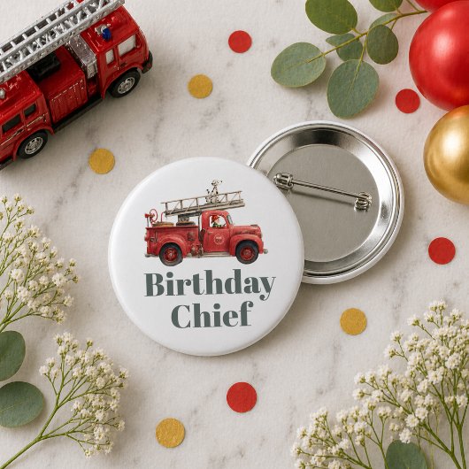Fire Truck Birthday Firetruck Party 缶バッジ