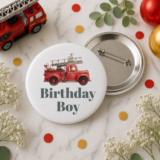 Fire Truck Birthday Firetruck Party 缶バッジ