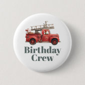 Fire Truck Birthday Firetruck Party 缶バッジ (正面)