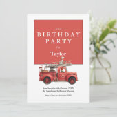 Fire Truck Birthday Invitation | Kids Party Card カード (スタンド正面)