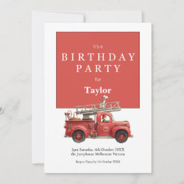 Fire Truck Birthday Invitation | Kids Party Card カード