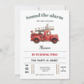 Fire Truck Birthday Invitation Sound the Alarm 招待状 (正面)