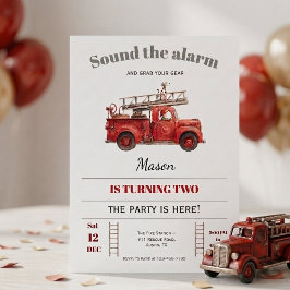 Fire Truck Birthday Invitation Sound the Alarm 招待状