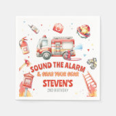 Fire Truck Birthday Party スタンダードカクテルナプキン (正面)