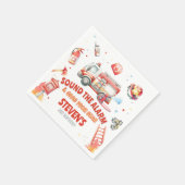 Fire Truck Birthday Party スタンダードカクテルナプキン (角)