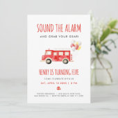 Fire Truck Birthday Party 招待状 (スタンド正面)