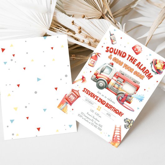 Fire Truck Birthday Party  招待状