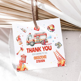 Fire Truck Birthday Party Square フェイバータグ