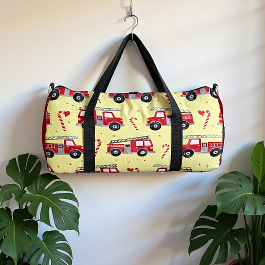 Fire Truck Candy Cane Personalized ダッフルバッグ