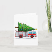 Fire Truck Christmas Tree Xmas Lights Firefighter  カード (正面)