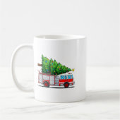Fire Truck Christmas Tree Xmas Lights Firefighter  コーヒーマグカップ (左)