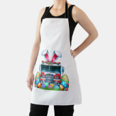 Fire Truck Easter Bunny Ears Firefighter Easter Eg エプロン (インサイチュ)