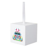 Fire Truck Easter Bunny Ears Firefighter Easter Eg キューブオーナメント (裏面アングル)