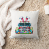 Fire Truck Easter Bunny Ears Firefighter Easter Eg クッション (ブランケット)