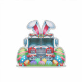 Fire Truck Easter Bunny Ears Firefighter Easter Eg シール (正面)