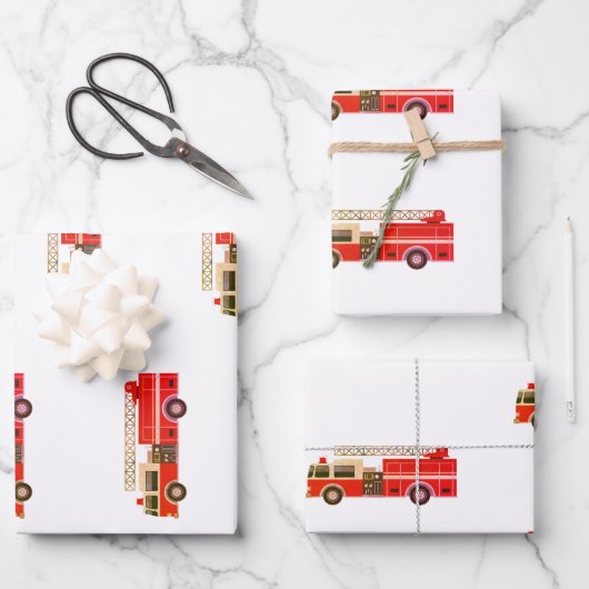 Fire Truck Fire Engine Wrapping Paper ラッピングペーパーシート (正面)