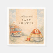Fire Truck Firefighter Baby Shower スタンダードカクテルナプキン (正面)