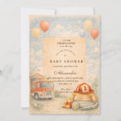 Fire Truck Firefighter Baby Shower 招待状 (正面)